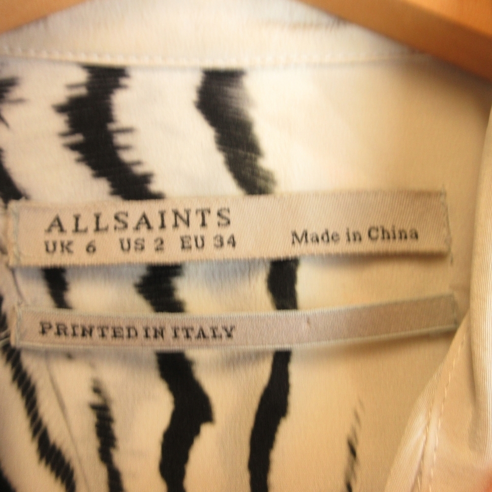All Saints Astra Piuma Asymmetrical Dress - Cream and Black - Picture 4 of 14
